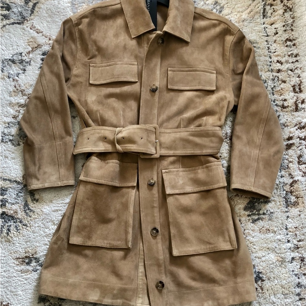 Banana Republic Camel Suede Belted Coat Dress NWT